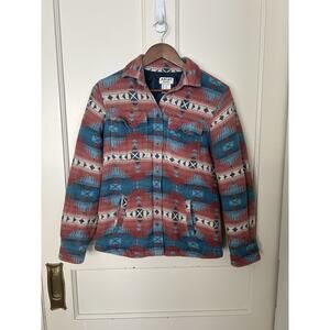 Ariat Southwestern Jacquard Button Shacket Jacket Womens Size Med. Blue Red